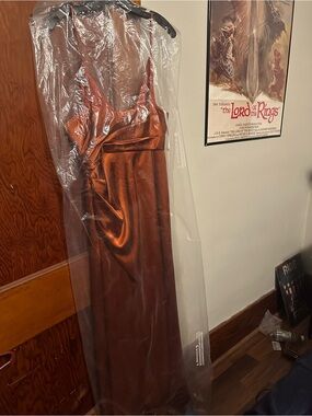 Lina Copper Satin Slip Maxi Dress